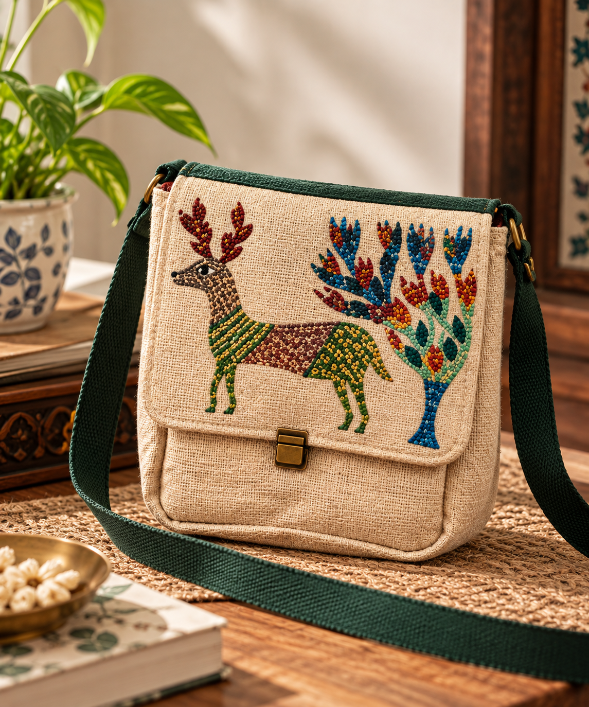 Handcrafted Fabric Sling Bag