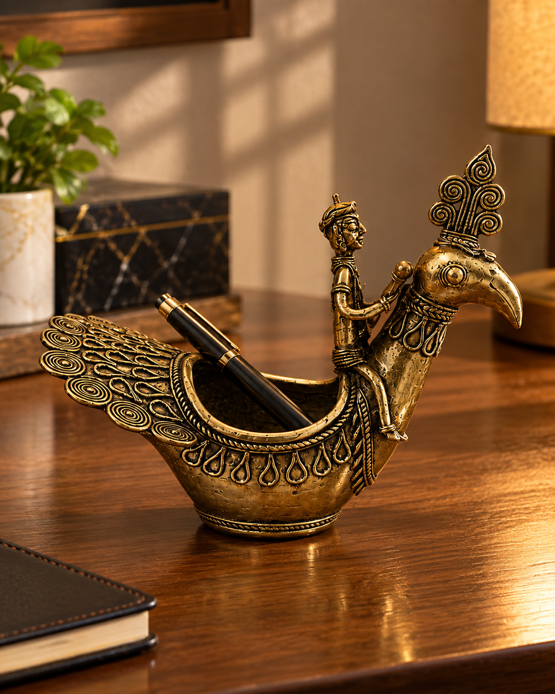 Peacock Pen Stand – Dhokra Art