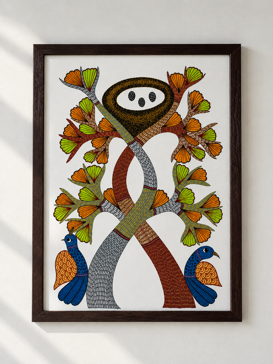 Birds Nest on Tree – Tribal Gond Art