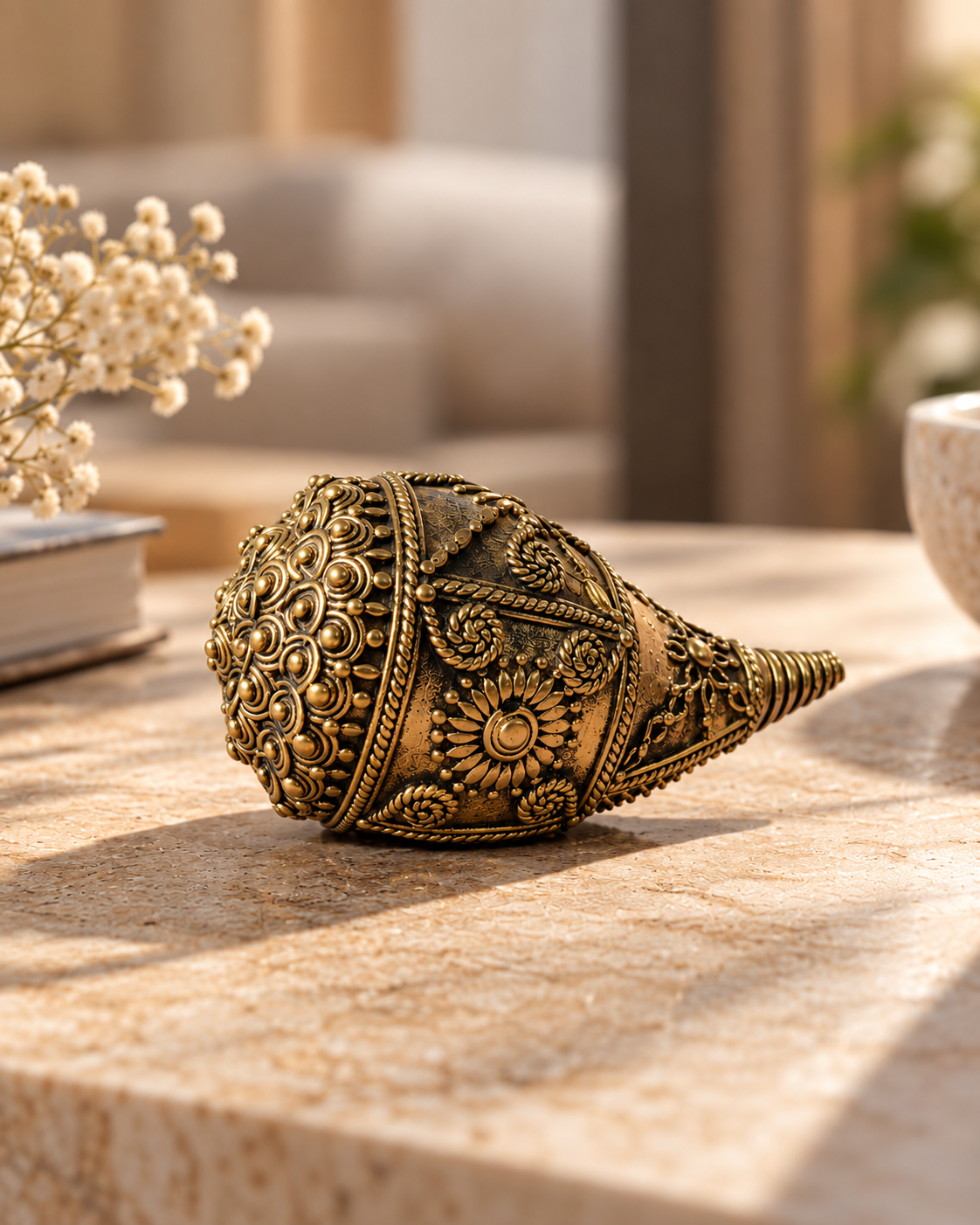 Designed Conch – Dhokra Art