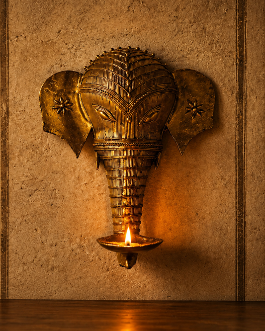 Elephant Candle/Diya Head – Dhokra Art
