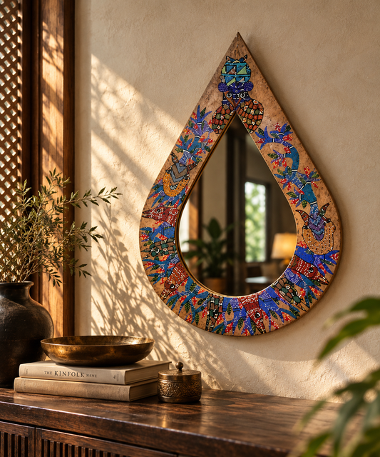Hand-Painted Decorative Drop-Shaped Wall Mirror