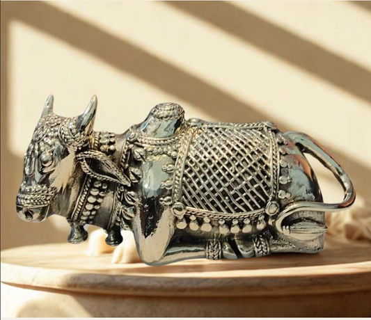 Sitting Golden Nandi – Dhokra Art