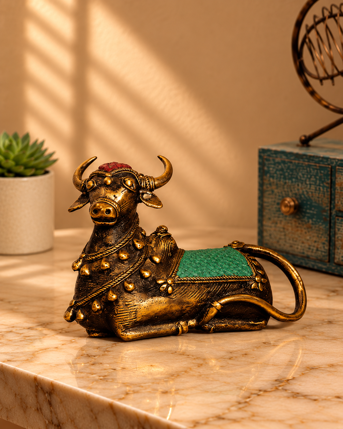 Sitting Color Nandi – Dhokra Art