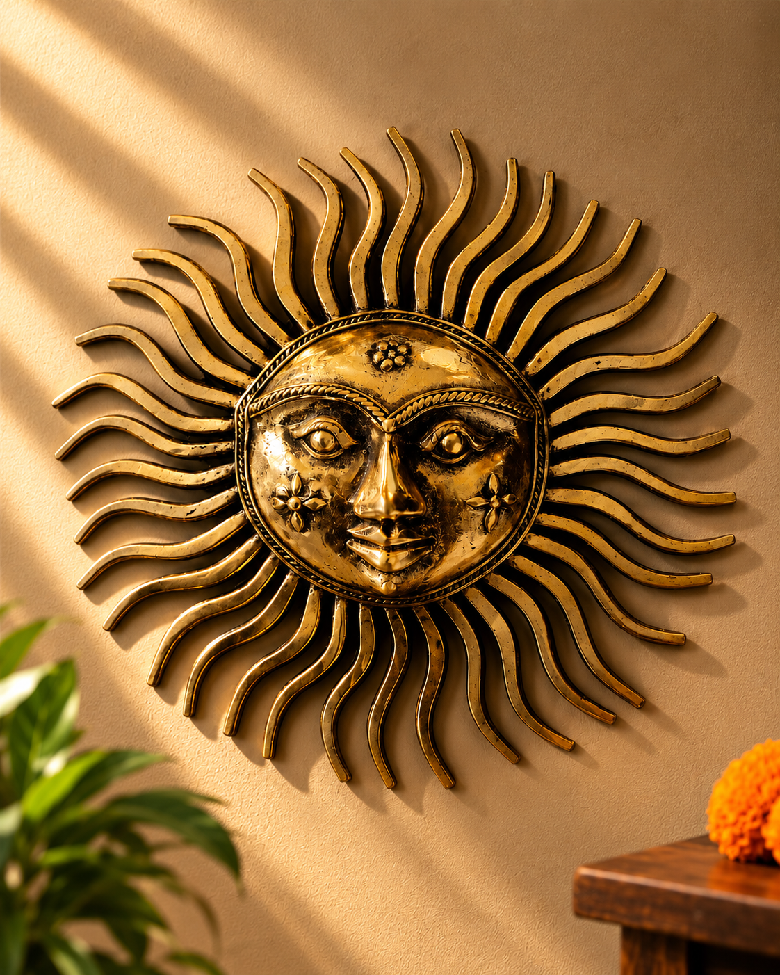 Wall Hanging Sun Mask – Dhokra Art