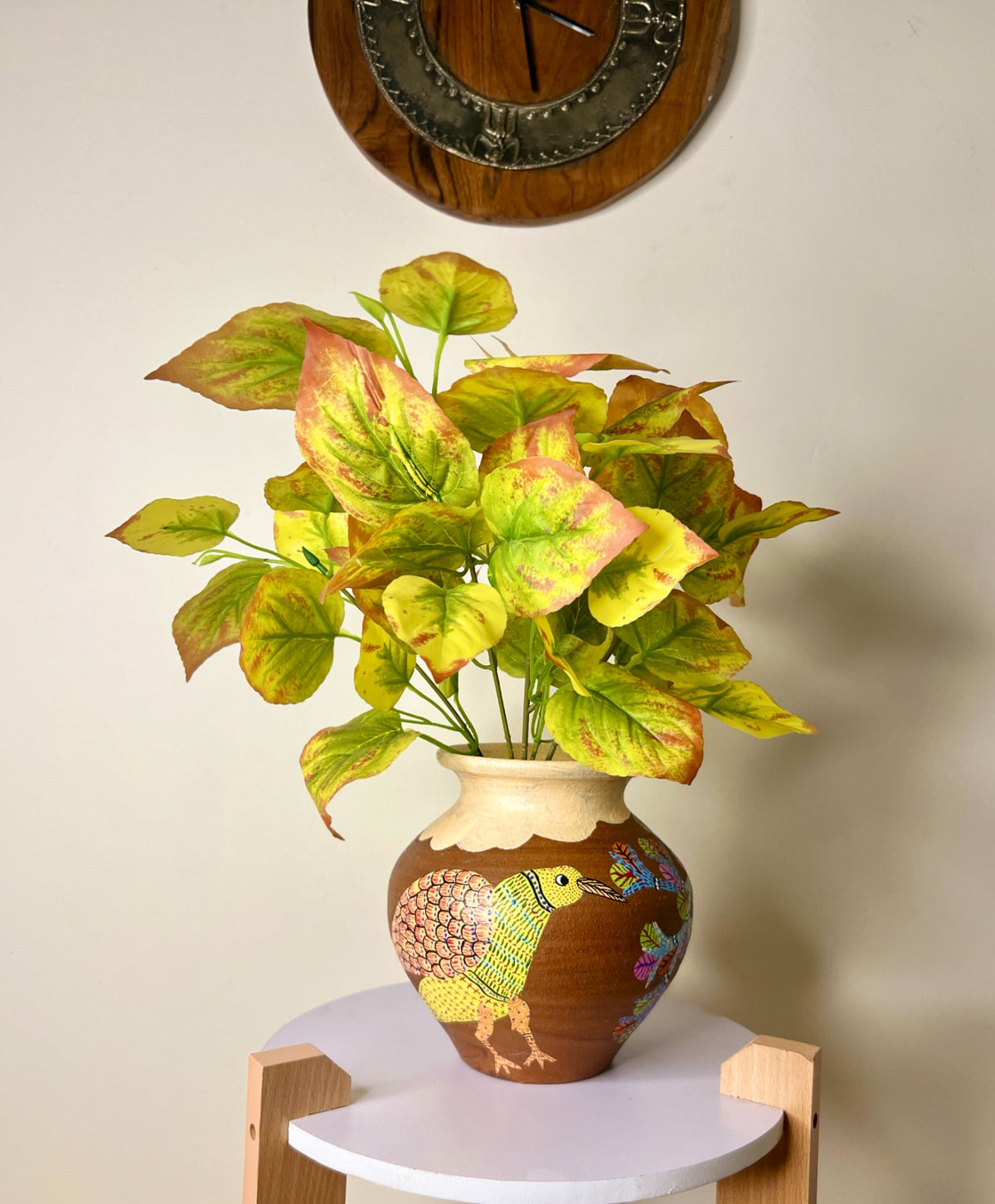 Hand-Painted Gond Art Terracotta Decorative Pot