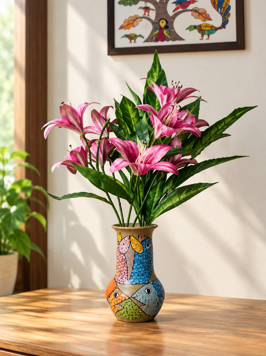 Hand-Painted Gond Art Terracotta Flower Vase