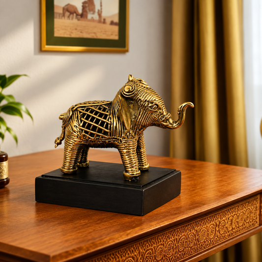 Elephant With Base – Dhokra Art
